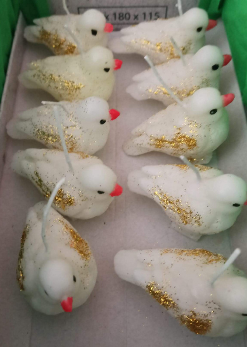 Kerze weiße Vögel